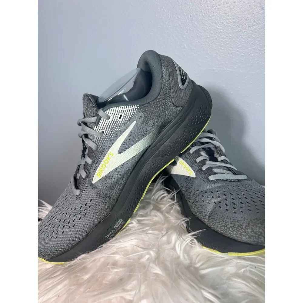 Brooks Ghost 16 Men’s Sz 12 Narrow No Insole Lime Grey Running Shoe Arch Support